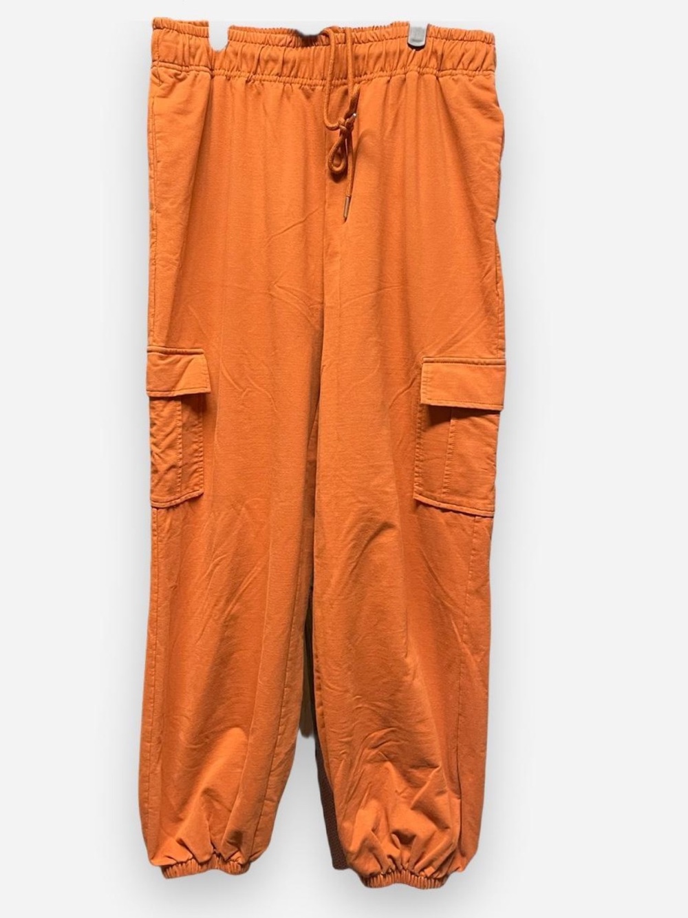 Tarse Orange Cargo Jogger Pants - Casual Drawstring Waist